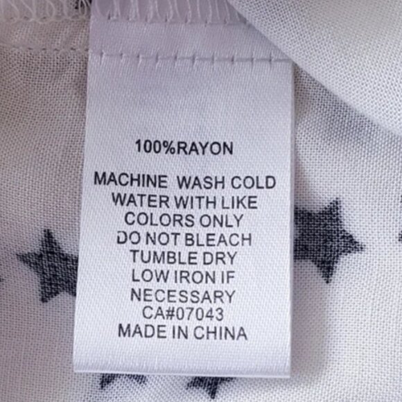 Women's JUST LIVING Ivory & Black Star-Print Collared Button-Down Top Blouse - Picture 10 of 10